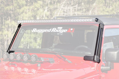 Rugged Ridge 07-18 Jeep Wrangler JK Elite Fast Track Windshield Light Bar Mount w/o Crossbar Rugged Ridge Light Mounts