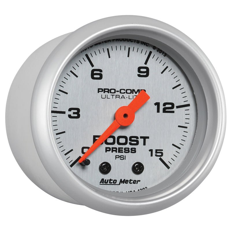 Autometer Ultra-Lite 52mm 0-15 PSI Mechanical Boost Gauge AutoMeter Gauges