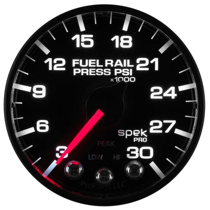 Autometer Spek-Pro Gauge Rail Press 2 1/16in 30Kpsi Stepper Motor W/Peak & Warn Blk/Blk AutoMeter Gauges