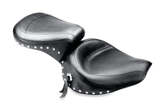 Mustang 58-84 Harley FX/FL Wide Touring 1PC Seat w/Studs - Black