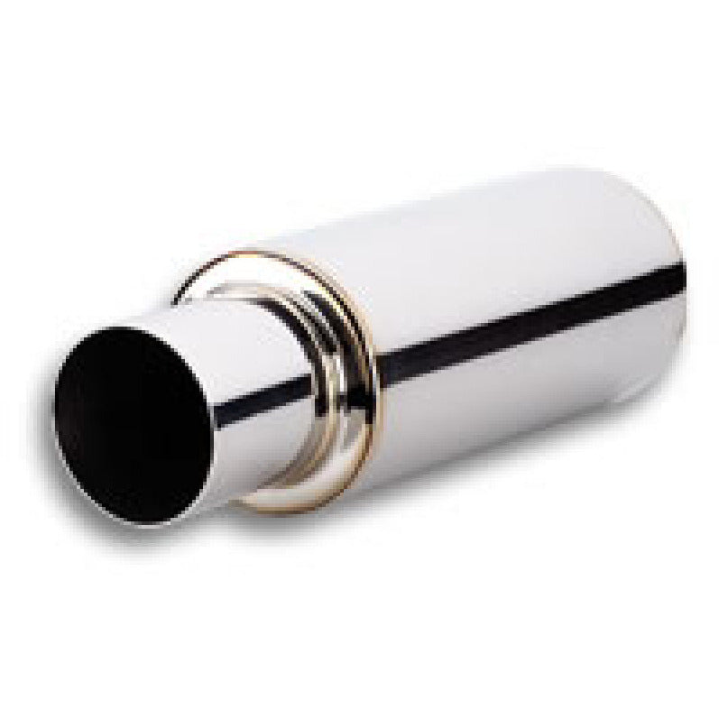 Vibrant TPV Turbo Round Muffler (23in Long) with 4in Round Tip Straight Cut - 3in inlet I.D. Vibrant Muffler