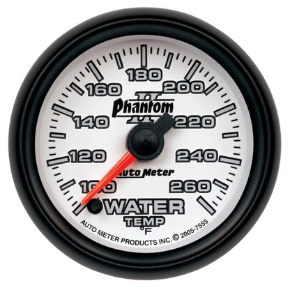 Autometer Phantom II 52mm Full Sweep Electronic 100-260 Deg F Water Temperature Gauge AutoMeter Gauges