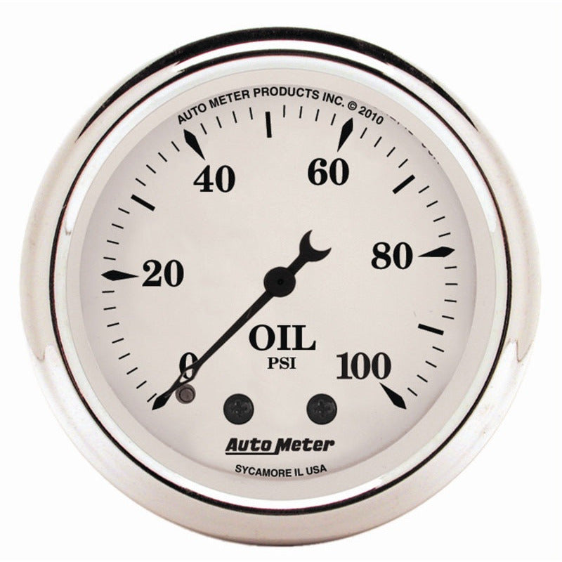 AutoMeter Gauge Oil Press 2-1/16in. 100PSI Mech Old Tyme White AutoMeter Gauges