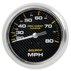 Autometer Gauge Speedometer 3-3/8in 80MPH Mechanical Marine Carbon Fiber AutoMeter Uncategorized