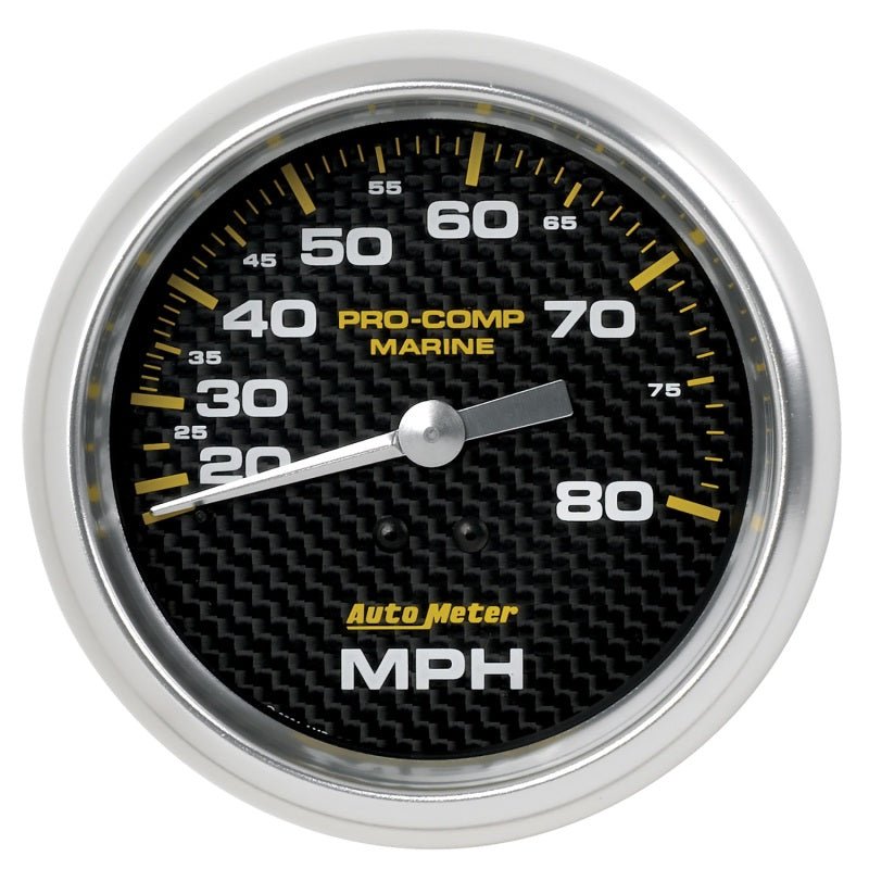 Autometer Gauge Speedometer 3-3/8in 80MPH Mechanical Marine Carbon Fiber AutoMeter Uncategorized