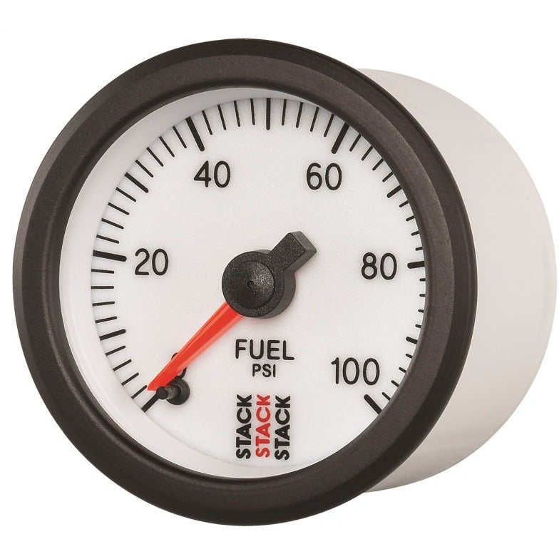 Autometer Stack 52mm 0-100 PSI 1/8in NPTF Male Pro Stepper Motor Fuel Pressure Gauge - White AutoMeter Gauges