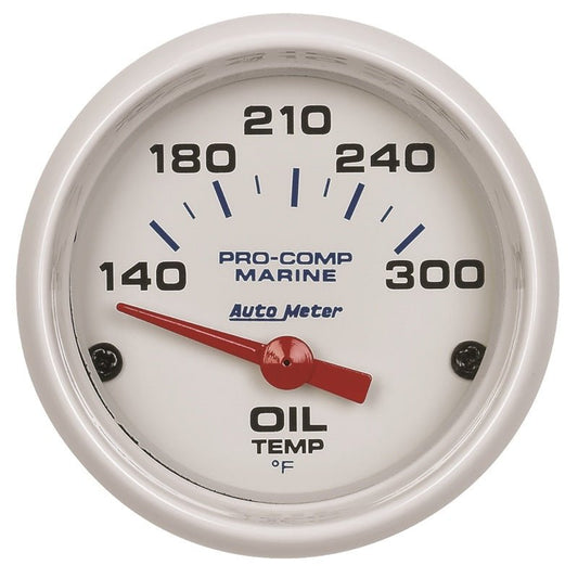 Autometer Marine White Ultra-Lite 2-1/16in Electric Oil Temperature Gauge 140-300 Deg F AutoMeter Gauges