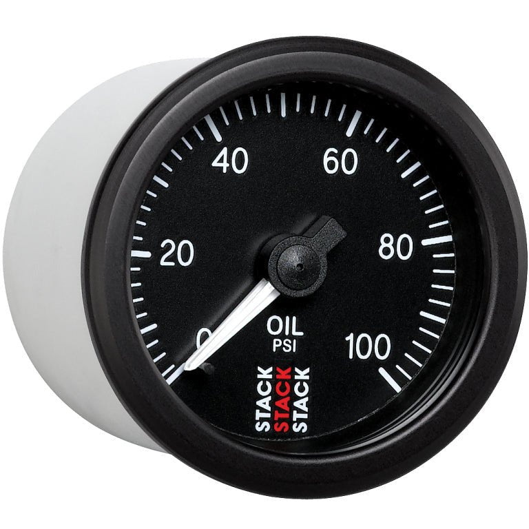 Autometer Stack 52mm 0-100 PSI 1/8in NPTF (M) Mechanical Oil Pressure Gauge - Black AutoMeter Gauges