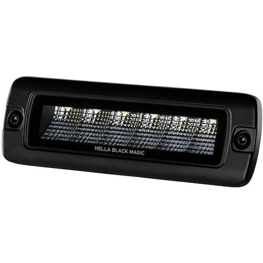 Hella Universal Black Magic 6 L.E.D. Flush Mount Mini Light Bar - Flood Beam Hella Fog Lights