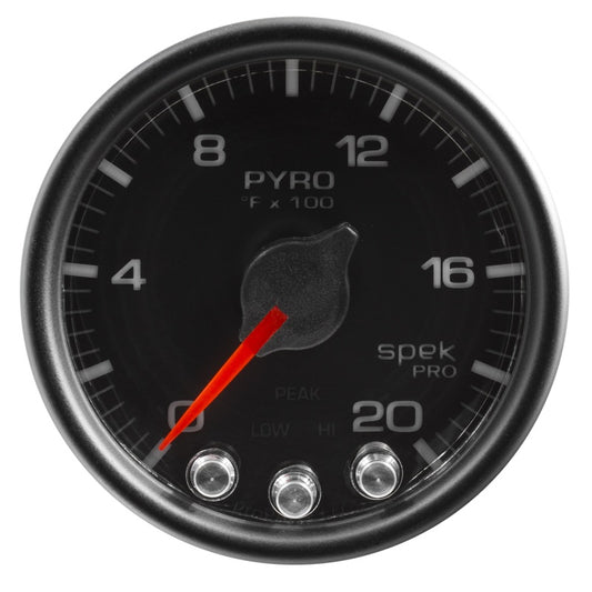 Autometer Spek-Pro Gauge Pyro. (Egt) 2 1/16in 2000f Stepper Motor W/Peak & Warn Blk/Blk AutoMeter Gauges