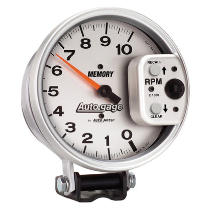 AutoMeter Gauge Tachometer 5in. 10K RPM Pedestal W/ Peak Memory Silver Auto Gage AutoMeter Gauges