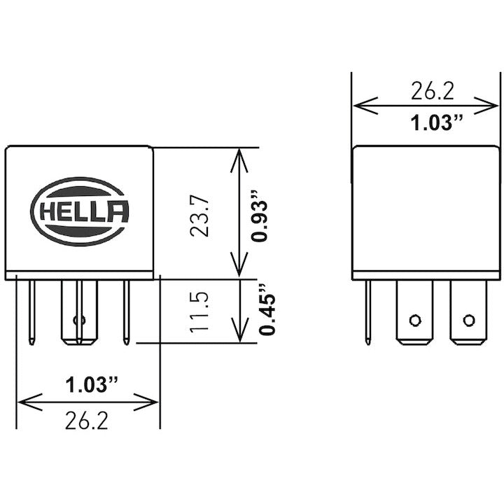 Hella Relay Mini Iso 4 Pole 12V Spst Hella Light Accessories and Wiring