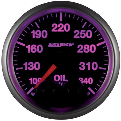 Autometer Elite 52mm 100-340 Deg F Oil Temp Peak & Warn w/ Electronic Control Gauge AutoMeter Gauges