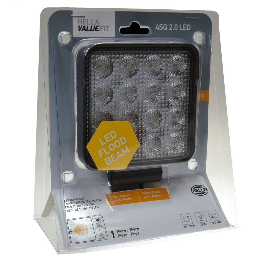 Hella ValueFit LED Work Lamps 4SQ 2.0 LED MV CR BP Hella Work Lights