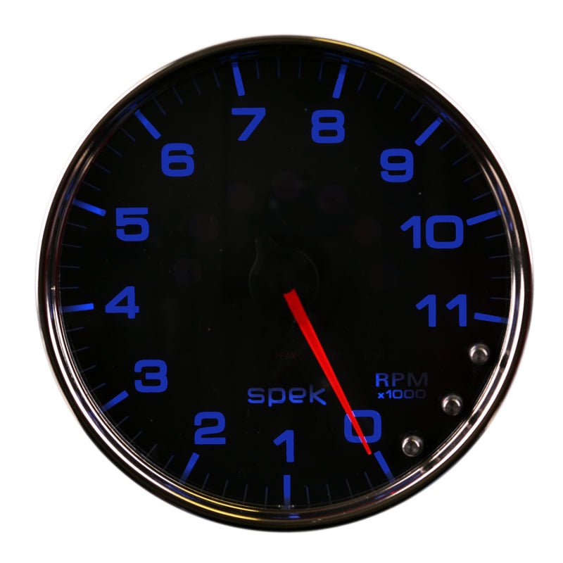 Autometer Spek-Pro Gauge Tachometer 5in 11K Rpm W/Shift Light & Peak Mem Black/Chrome AutoMeter Gauges