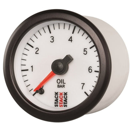 Autometer Stack 52mm 0-7 Bar M10 Male Pro Stepper Motor Oil Pressure Gauge - White AutoMeter Gauges