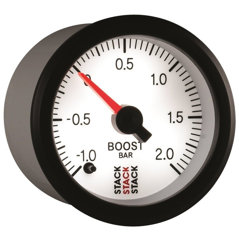 Autometer Stack 52mm -1 to +2 Bar (Incl T-Fitting) Pro Stepper Motor Boost Pressure Gauge - White AutoMeter Gauges