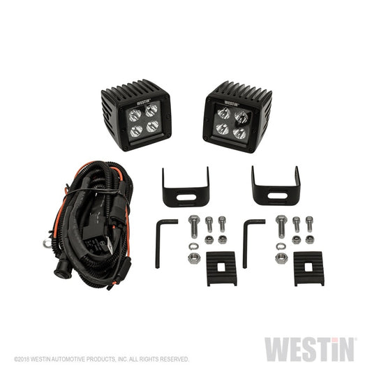 Westin HyperQ LED Auxiliary Lights 3in x 3in cube 20w Flood - Black