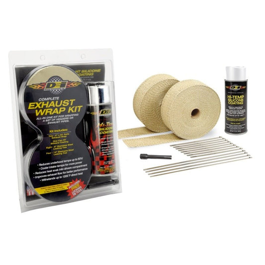 DEI Exhaust Wrap Kit - Tan Wrap and White HT - Retail Packaging DEI Exhaust Wrap