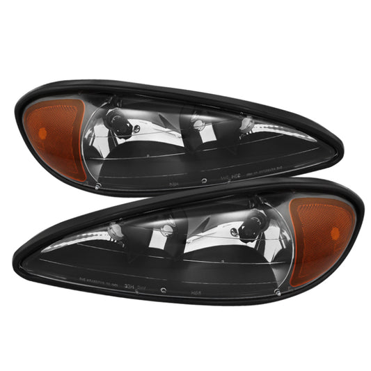 Xtune Pontiac Grand Am 99-05 Crystal Headlights Black HD-JH-PGAM99-AM-BK SPYDER Headlights