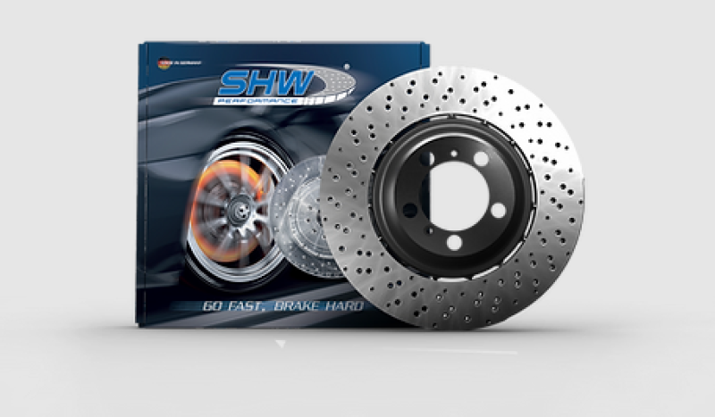 SHW 15-18 BMW M3 3.0L Right Front Cross-Drilled Lightweight Brake Rotor SHW Performance Brake Rotors - Drilled