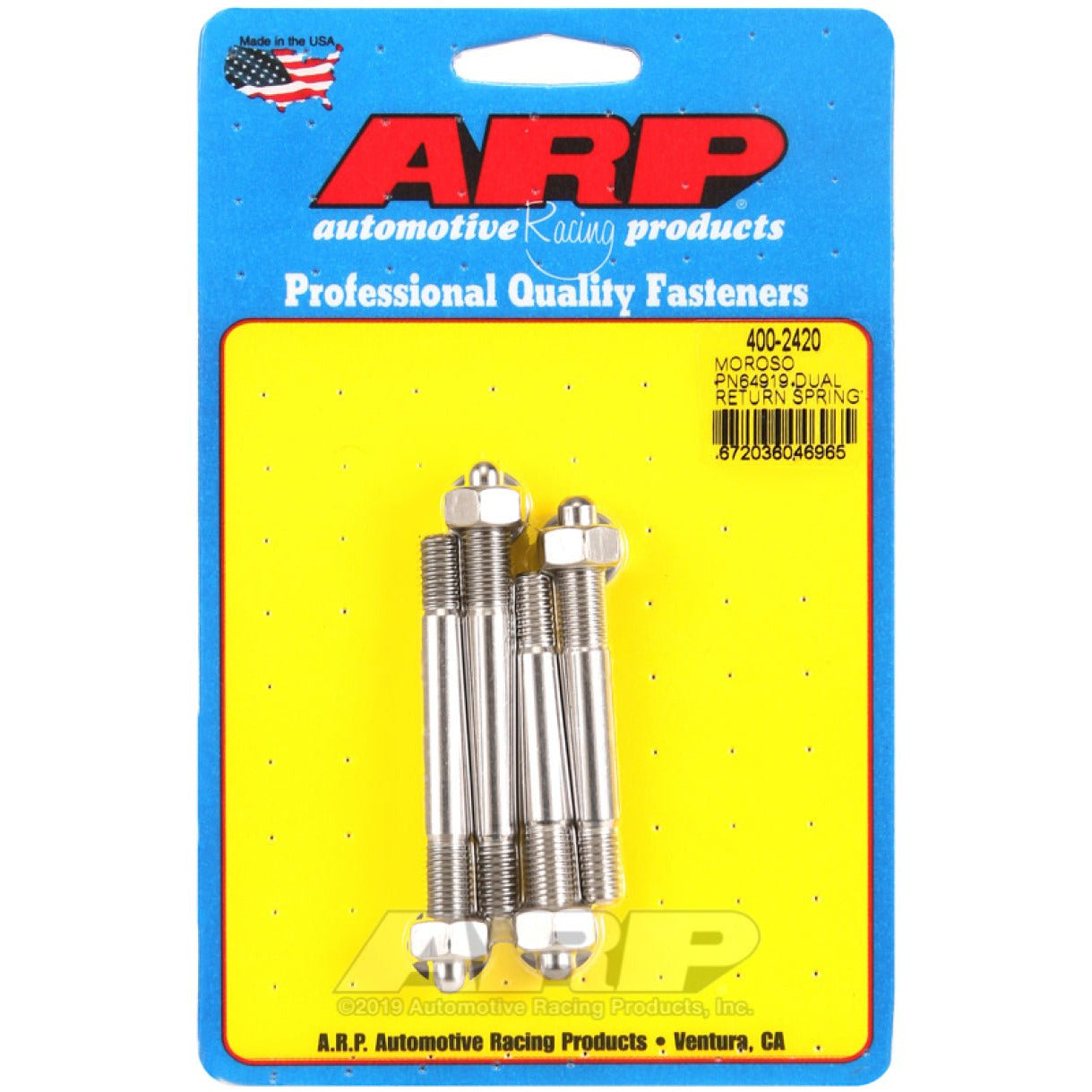 ARP Moroso 64919 Dual Return Spring w/ 1in Spacer Plate SS Carb Stud Kit ARP Hardware - Singles