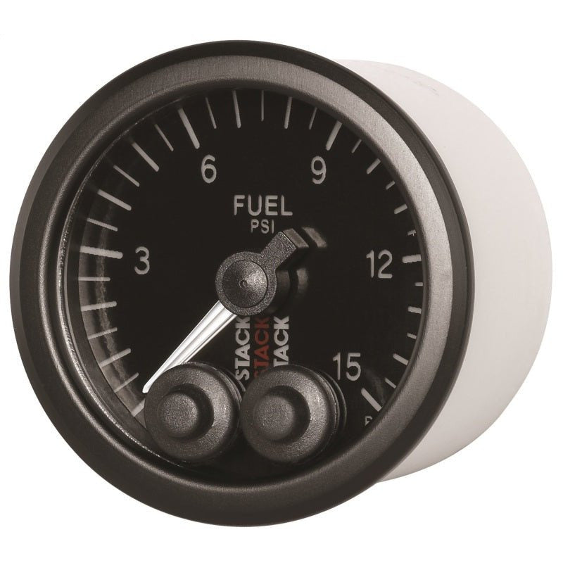 Autometer Stack 52mm 0-15 PSI 1/8in NPTF Male Pro-Control Fuel Pressure Gauge - Black AutoMeter Gauges