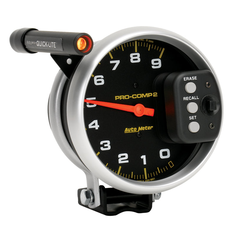 AutoMeter Gauge Tach 5in. 9K RPM Pedestal W/ Quick Lite & Peak Memory Pro-Comp AutoMeter Gauges