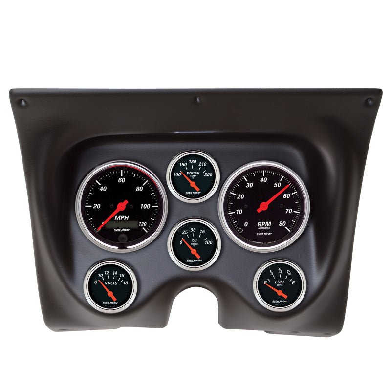 Autometer Designer Black 67-68 Camaro/Firebird Dash Kit 6pc Tach / MPH / Fuel / Oil / WTMP / Volt AutoMeter Gauges