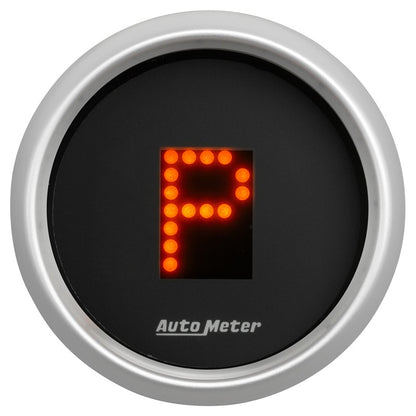 AutoMeter Gauge Gear Pos 2-1/16in. Incl Indicators Black Dial Red Led Silver Bezel AutoMeter Gauges