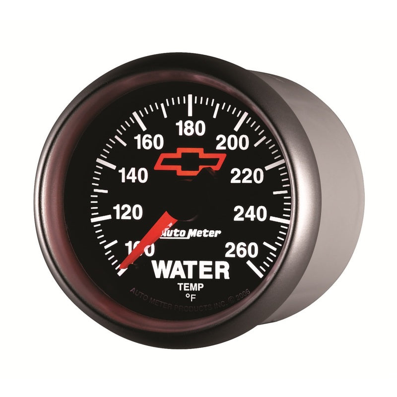 AutoMeter Gauge Water Temp 2-1/16in. 100-260 Deg. F Digital Stepper Motor Chevy Red Bowtie Black AutoMeter Gauges