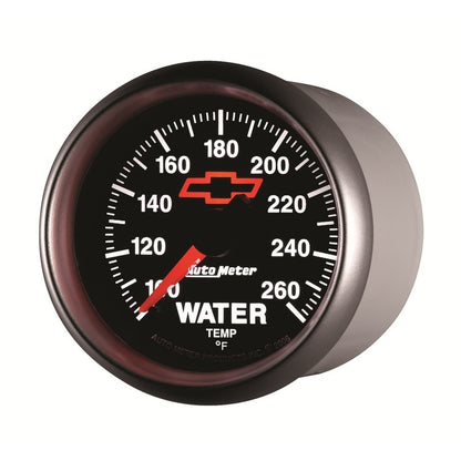 AutoMeter Gauge Water Temp 2-1/16in. 100-260 Deg. F Digital Stepper Motor Chevy Red Bowtie Black AutoMeter Gauges