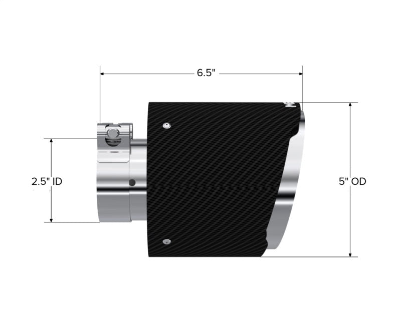 MBRP Universal Carbon Fiber Tip 2.5in ID / 5in OD Out / 6.5in Length Angle Cut Dual Wall