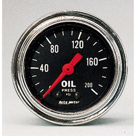 Autometer Traditional Chrome 2-1/16in 200 PSI Mechanical Oil Pressure Gauge AutoMeter Gauges