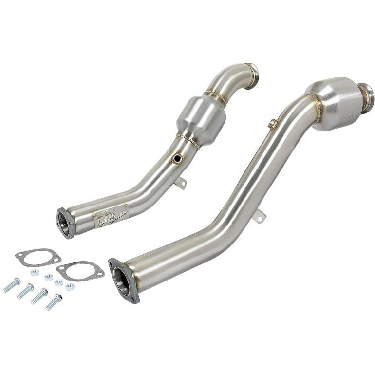aFe Twisted Steel Down Pipe Catted 16-18 Infiniti Q50 / Q60 V6-3.0L (tt) aFe Downpipes