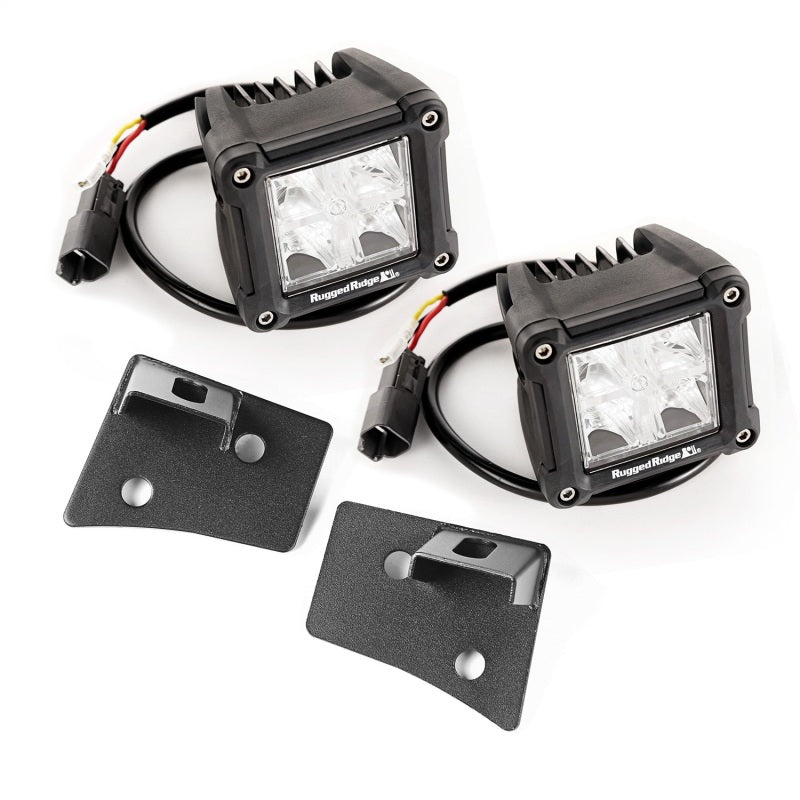 Rugged Ridge 07-18 Jeep Wrangler JK Dual Cube Windshield LED Kit w/ Brackets Rugged Ridge Brackets