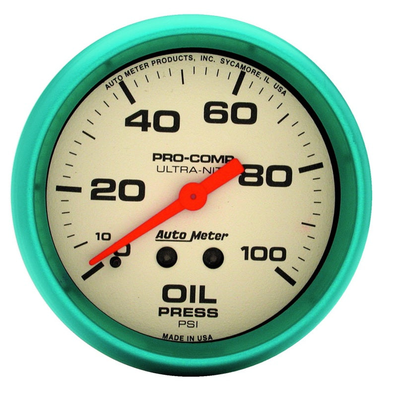 Autometer Ultra-Nite 66.7mm 0-100 PSI Mechanical Oil Pressure Gauge