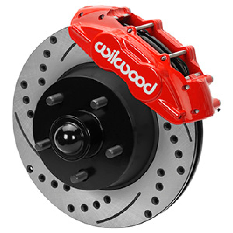 Wilwood 65-67 Ford Mustang D11 11.29 in. Brake Kit w/ Flex Lines - Drilled Rotors (Red) Wilwood Brake Kits - Performance Drill