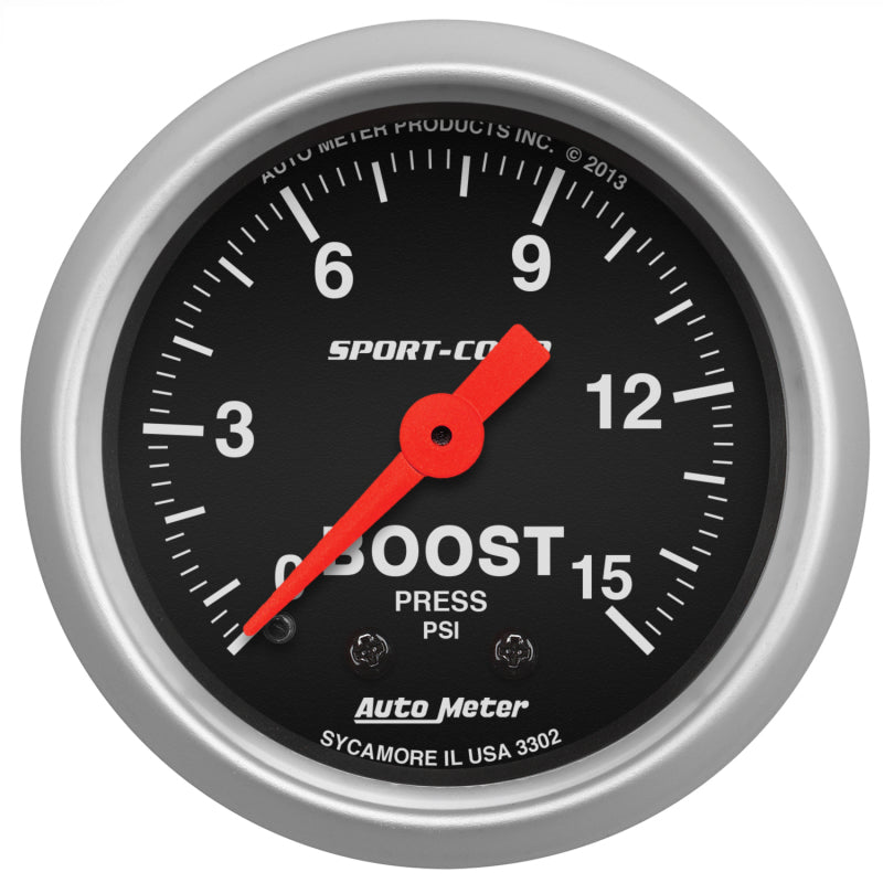 Autometer 2-1/16in 0-15 PSI Mechanical Sport-Comp Boost Pressure Gauge AutoMeter Gauges