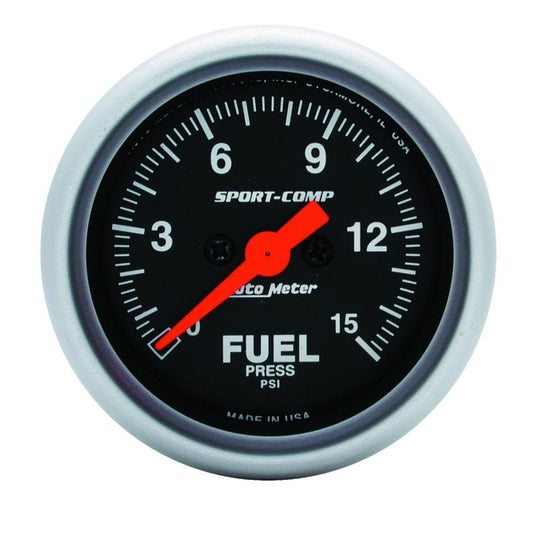 Autometer Sport-Comp 52mm 15PSI Electronic Fuel Pressure Gauge AutoMeter Gauges