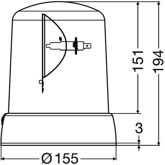 Hella KL 7000 Series 24V Amber Fixed Rotating Beacon Hella Uncategorized