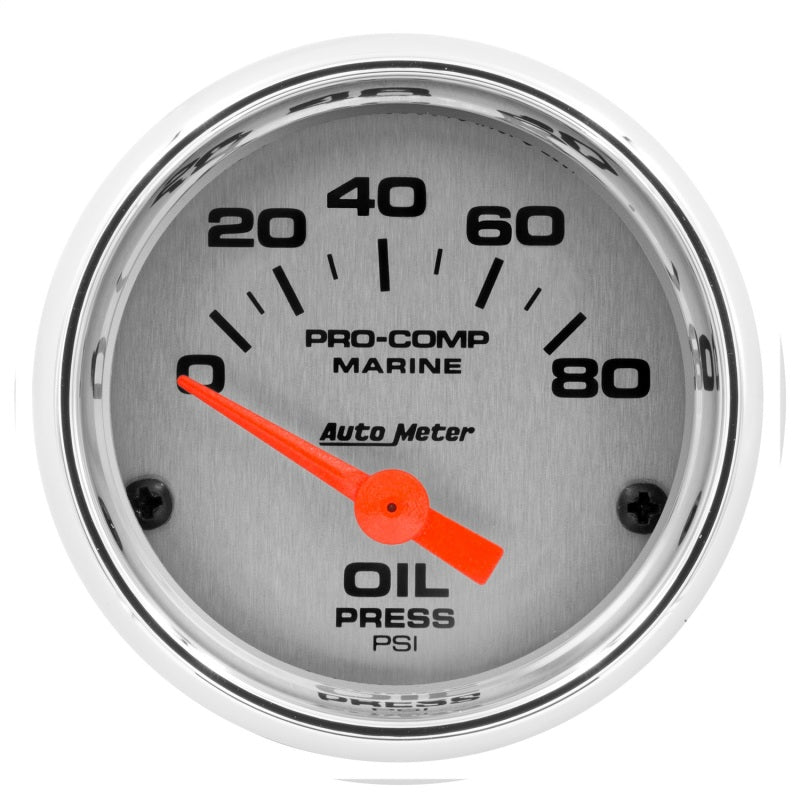 Autometer Marine Chrome Ultra-Lite 2-1/16in 80PSI Electric Oil Pressure Gauge AutoMeter Gauges