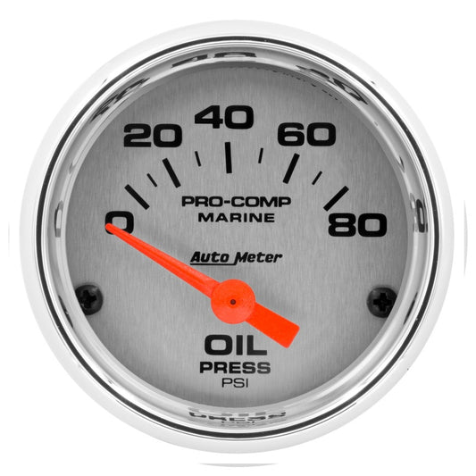 Autometer Marine Chrome Ultra-Lite 2-1/16in 80PSI Electric Oil Pressure Gauge AutoMeter Gauges