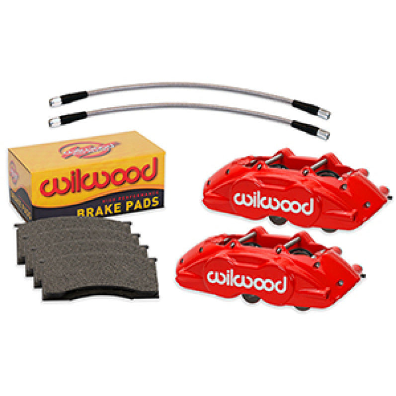 Wilwood 65-67 Ford Mustang D11 Calipers w/Pads and Lines - Red Wilwood Brake Calipers - Perf