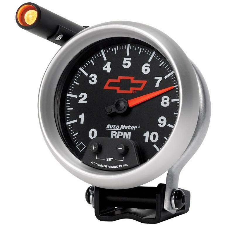 Autometer GM Red Bowtie Black 3-3/4in 0-10000 RPM Pedestal Mount Tachometer Quick-Lite AutoMeter Gauges