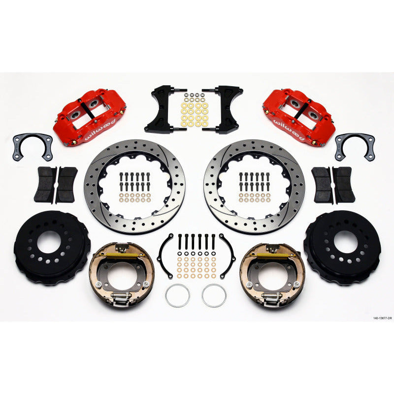 Wilwood Narrow Superlite 4R Rear P-Brk Kit 12.88in Drill Red Big Ford New Style Wilwood Big Brake Kits