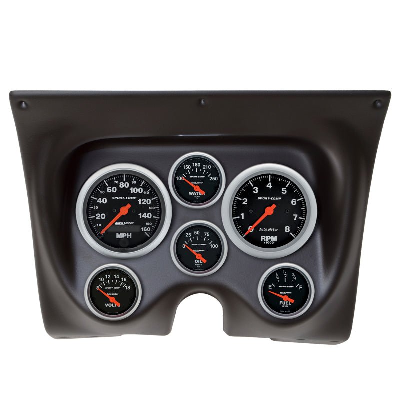 Autometer Sport-Comp 67-68 Camaro/Firebird Dash Kit 6pc Tach / MPH / Fuel / Oil / WTMP / Volt AutoMeter Gauges