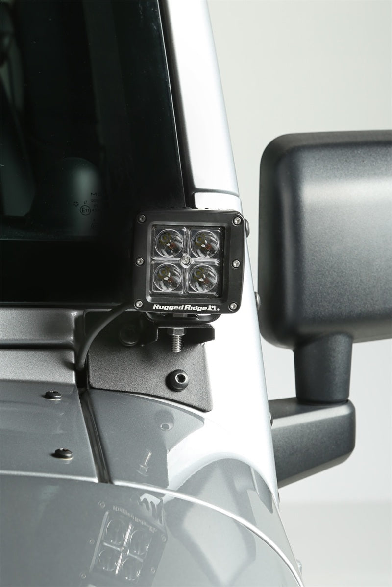 Rugged Ridge 07-18 Jeep Wrangler JK Textured Black Windshield Aux. Light Mounting Brackets Rugged Ridge Brackets