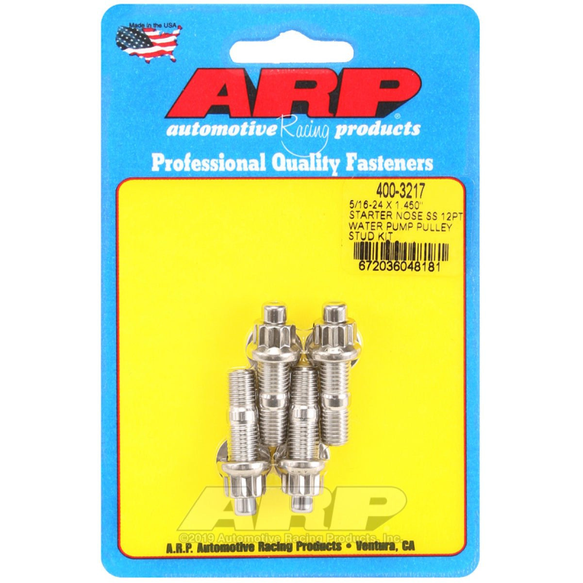 ARP 5/16-24 x 1.450 Starter Nose SS 12Pt Water Pump Pulley Stud Kit ARP Hardware Kits - Other
