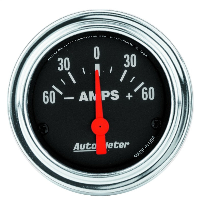 Autometer Traditional Chrome Electrical Ammeter 2 1/6in 60A Gauge AutoMeter Gauges